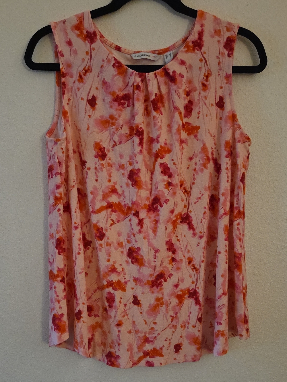 Isaac Mizrahi Pink Floral Sleeveless Tank with Orange Accents